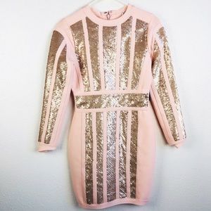 Venus | Pink And Gold Mini Sequin Bodycon Dress